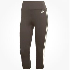 Adidas women's essentials Tight leggings Large calf length gray 3 stripe NWT